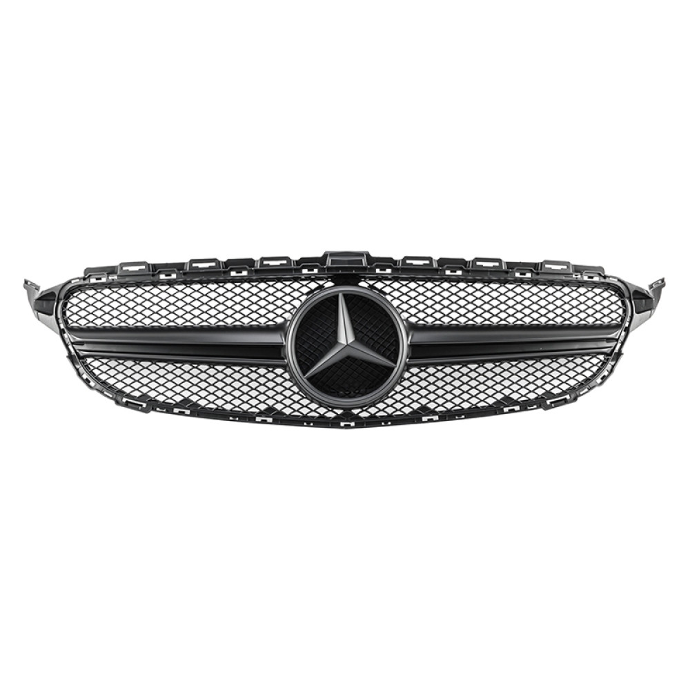 Решетка радиатора для Mercedes C-Class W205 (2014-2018) в стиле Avantgarde AMG C63 (Black Matte)