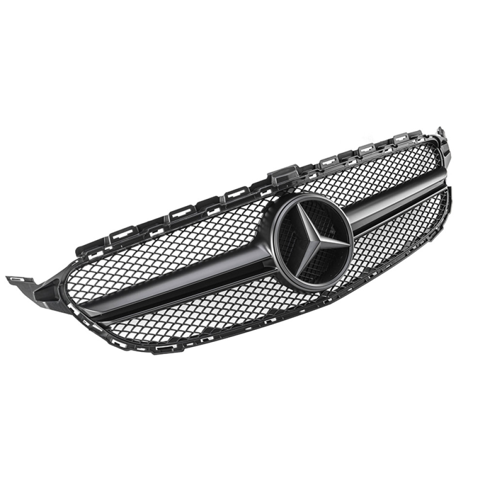 Решетка радиатора для Mercedes C-Class W205 (2014-2018) в стиле Avantgarde AMG C63 (Black Matte)