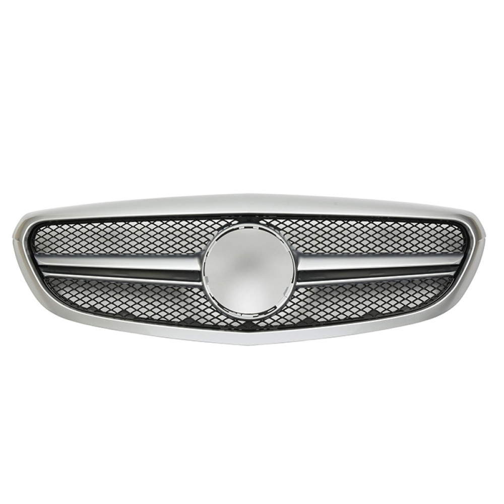 Решітка радіатора для Mercedes C-Class W205 (2014-2018) у стилі AMG C63 (Silver Matte Chrome)