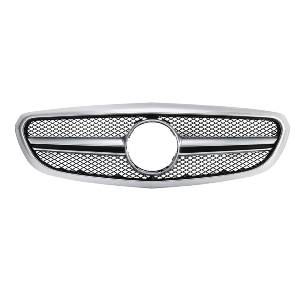 Решетка радиатора для Mercedes C-Class W205 (2014-2018) в стиле AMG C63 (Silver Matte Chrome)