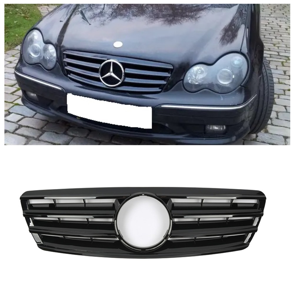 Решетка радиатора Mercedes C-Class W203 (2000-2007) в стиле AMG (Gloss Black)