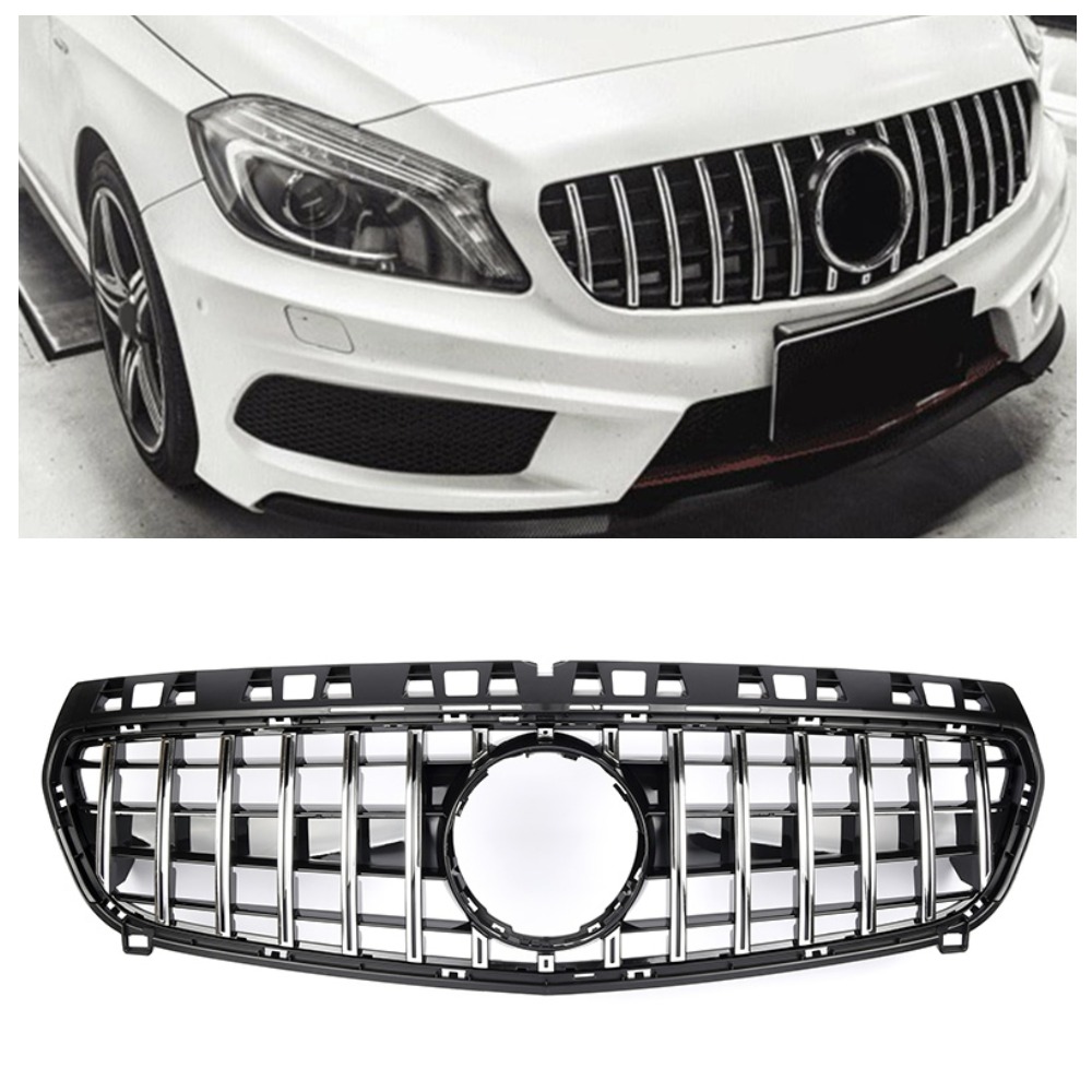 Решетка радиатора Mercedes A-Class W176 (2012-2015) в стиле GT PANAMERICANA (Black Chrome)