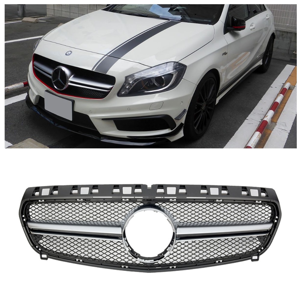 Решітка радіатора Mercedes A-Class W176 (2012-2015) у стилі AMG (Matte Chrome)