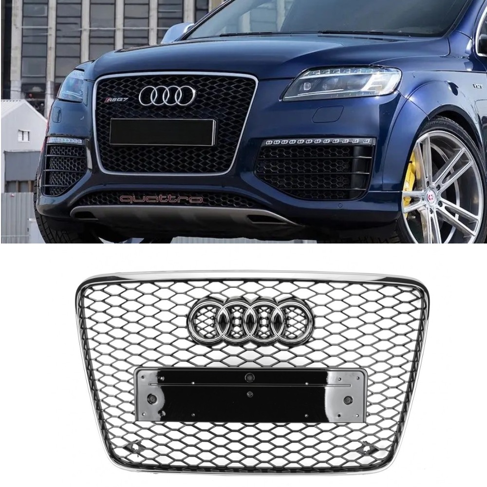 Решетка радиатора Audi Q7 4L (2005-2015) в стиле RS с хром рамкой