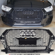 Решетка радиатора Audi Q3 (2014-2018) в стиле RS Quattro (черный глянец)