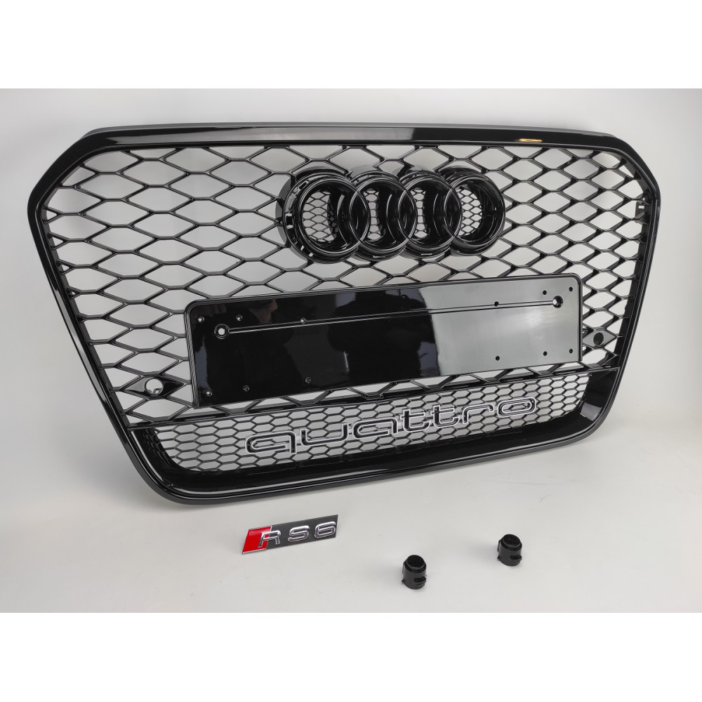 Решетка радиатора Audi A6 C7 стиль RS QUATTRO Черный глянець (2011-2014) дорестайл