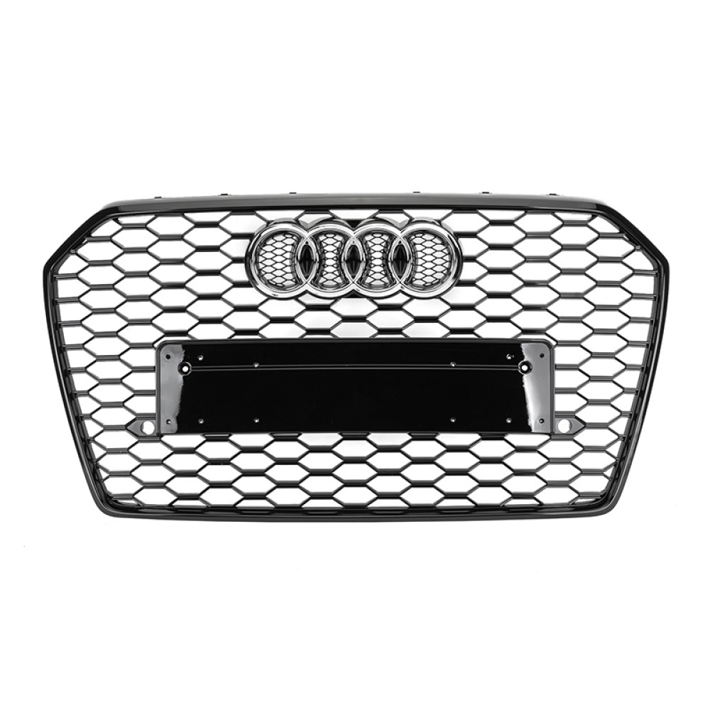 Решетка радиатора Audi A6 C7 стиль RS (Gloss Black) (2015-…) рестайлинг