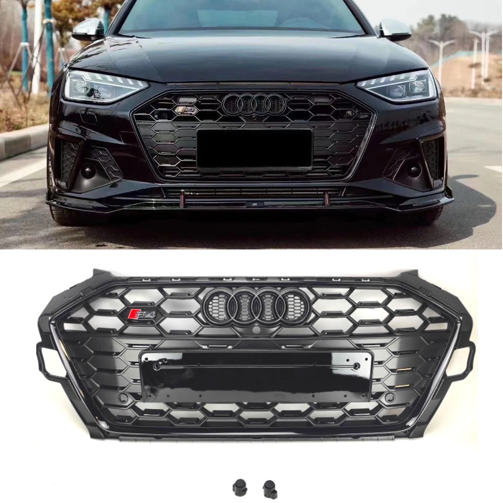 Решетка радиатора Audi A4 B9 (2019-2024) в стиле S4 (черный мат)