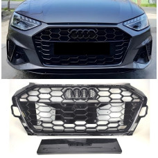 Решітка радіатора Audi A4 B9 (2019+) в стилі S4 (чорний глянець)