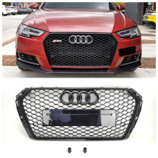 Решетка радиатора Audi A4 B9 (2015-2019) в стиле RS4 (Gloss Black) V1