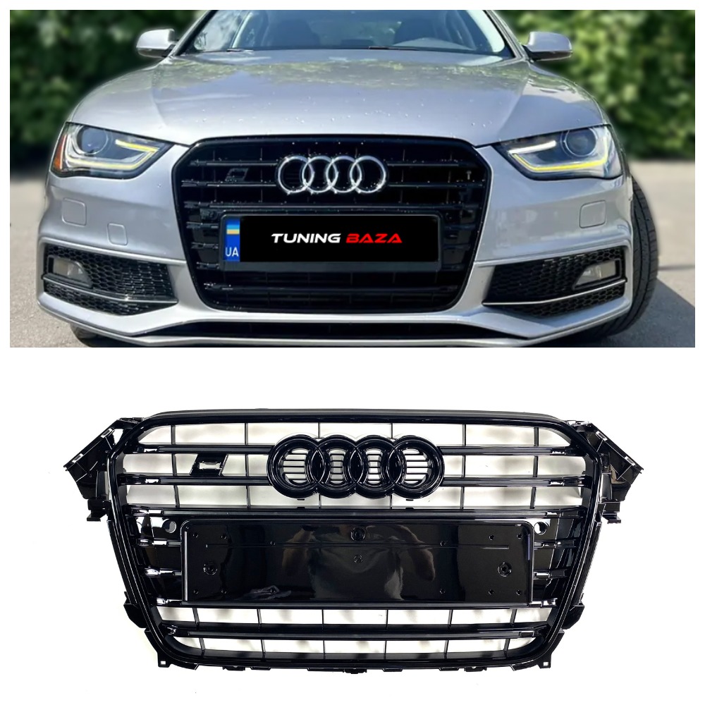 Решітка радіатора Audi A4 B8 (2012-2015) в стилі S4 (глянець)