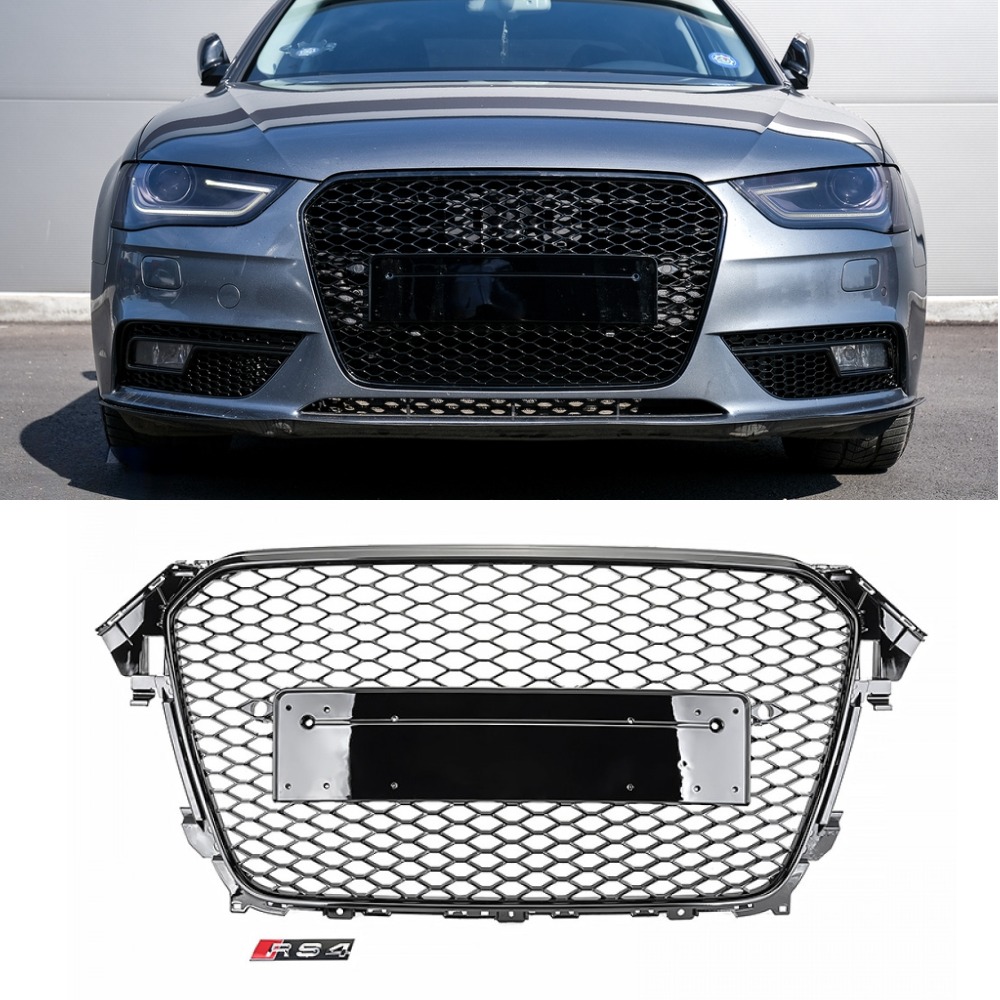 Решітка радіатора для AUDI A4 B8 (2011-2015) в стилі RS4 без кілець (глянець)