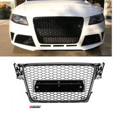 Решетка радиатора Audi A4 B8 (2008-2011) в стиле RS4 (Gloss Black) без колец