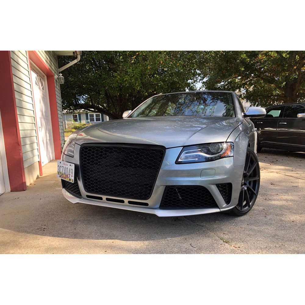 Решетка радиатора Audi A4 B8 (2008-2011) в стиле RS4 (Gloss Black) без колец