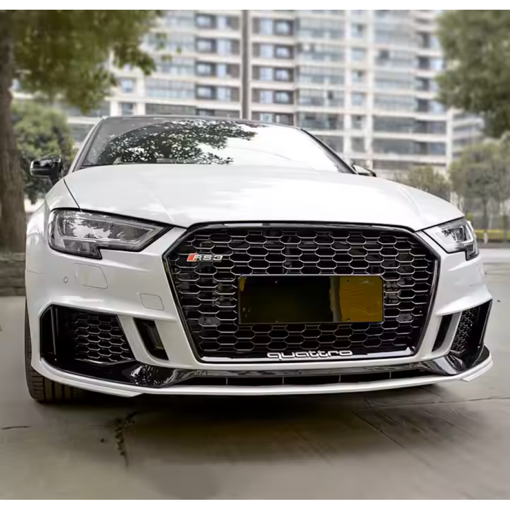 Решітка радіатора Audi A3 8V (2016-2020) в стилі RS3 QUATRO без кілець (Gloss Black)