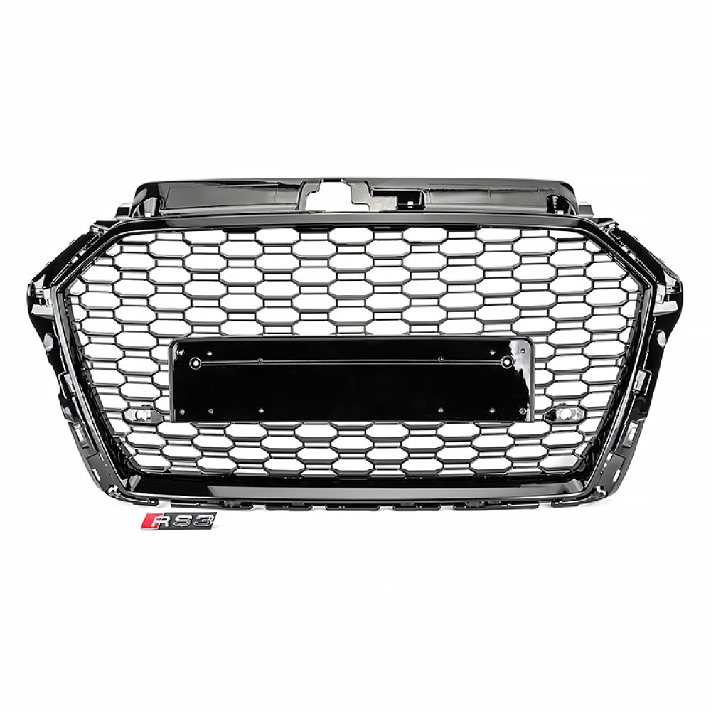 Решітка радіатора Audi A3 8V (2016-2020) в стилі RS3 QUATRO без кілець (Gloss Black)