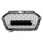 Решітка радіатора Audi A3 8V (2016-2020) в стилі RS3 QUATRO без кілець (Gloss Black)