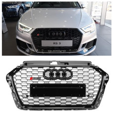 Решітка радіатора Audi A3 8V (2016-2020) в стилі RS3 Quattro (глянець)