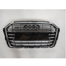 Решетка радиатора Audi A3 (2016-2020) в cтиле S3 (черный глянец/хром рамка)