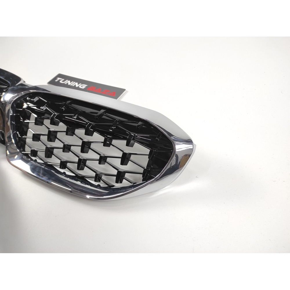 Решетка радиатора BMW 3-Series G20/G21 (2018-2022) в стиле Diamond Black/Chrome