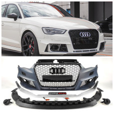 Передній бампер Audi A3 8V (седан) Дорестайл в стилі RS3 (2012-2015) під муляж дистроніка