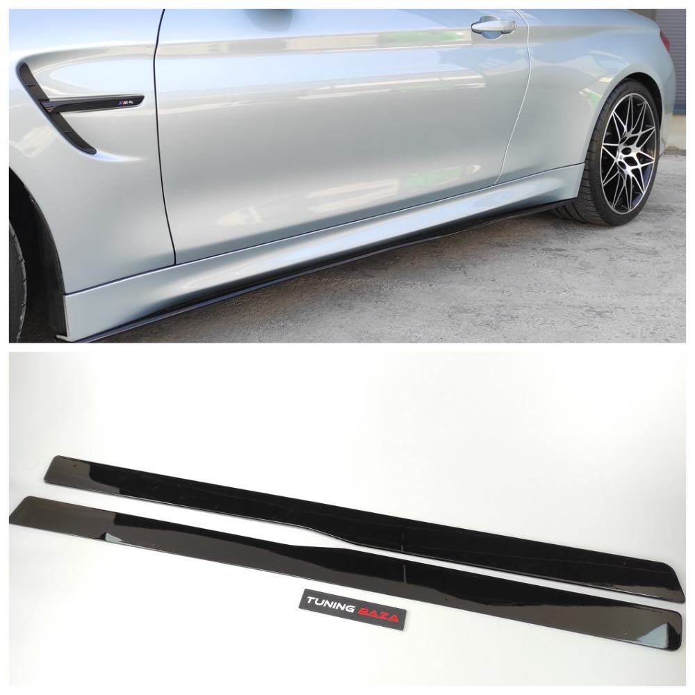 Накладки (лезвия) на пороги BMW M3 F80 M4 F82 PSM Style черный глянец