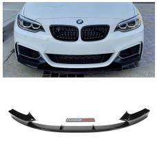 Сплиттер на передний бампер BMW F22 F23 M-Performance (2013+) Чорный глянец