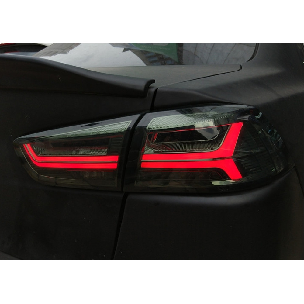 Задние диодные фонари (оптика) Mitsubishi Lancer X smoked в стили ауди