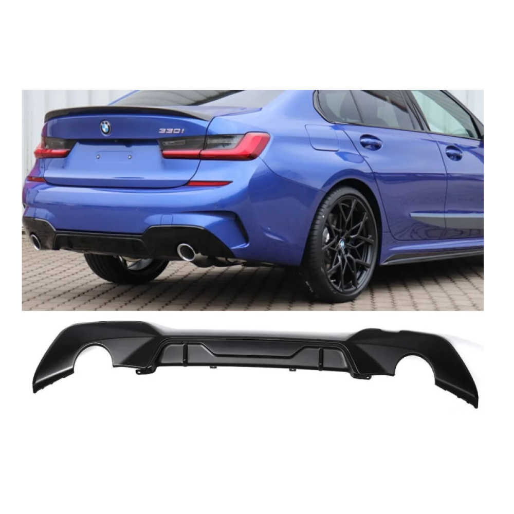 Диффузор заднего бампера BMW 3 G20 Дизайн M-Performance 330 (Черный глянец)
