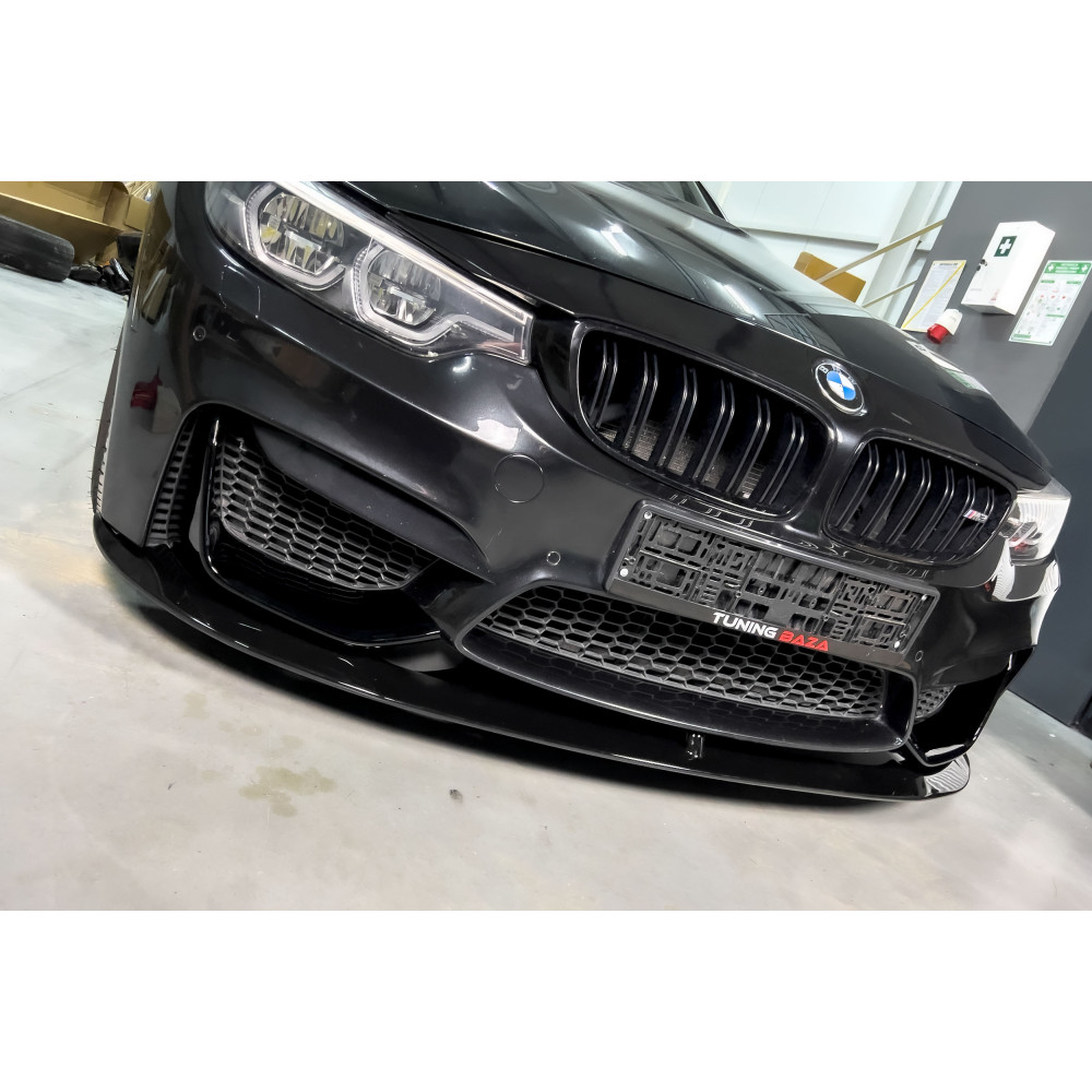 Диффузор (накладка) переднего бампера BMW M3 F80 M4 F82 M-Performance Style черный глянець