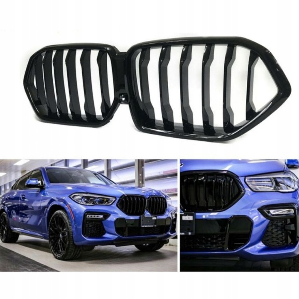Решітки радіатора (ніздрі) BMW X6  G06 M Performance (Shadow Line)