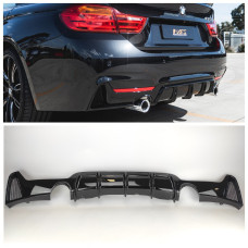 Диффузор (накладка) Заднего M-Technic бампера BMW F32/F33/F36 М-Performance под розведеный одинарный выхлоп на две стороны (420 435 440) Китай (Черный глянец)