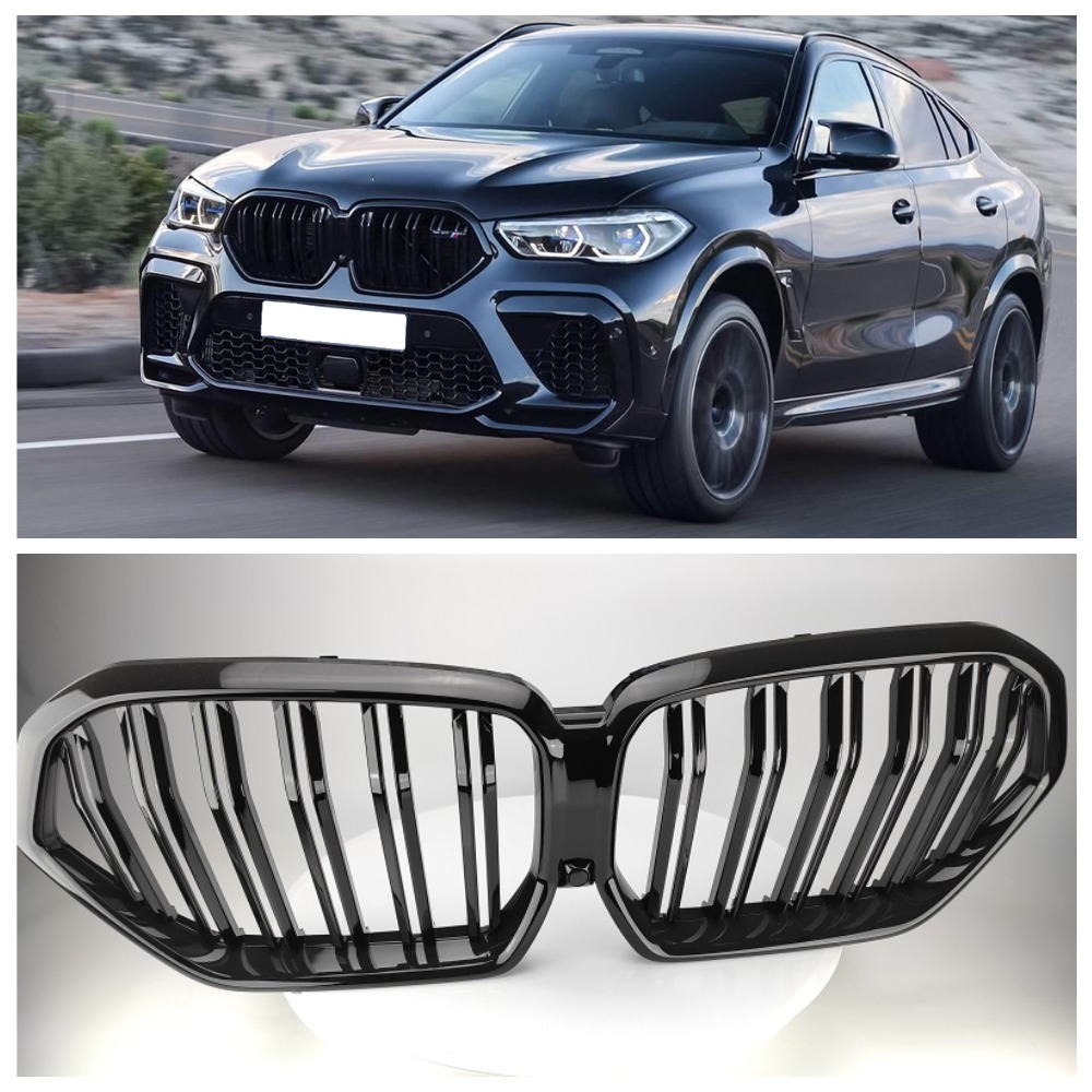 Решітка радіатора (ніздрі) BMW X6 G06 (2019-2023) у стилі М (Shadow Line)