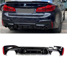 Диффузор (накладка) заднего M бампера BMW 5 G30 G31 M5 Competition  (Черный глянец)