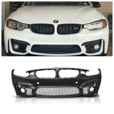 Бампер передний BMW 4-Series F32/F33/F36 (2014-2020) в стиле M4 под ПТФ, парктроники и омыватели