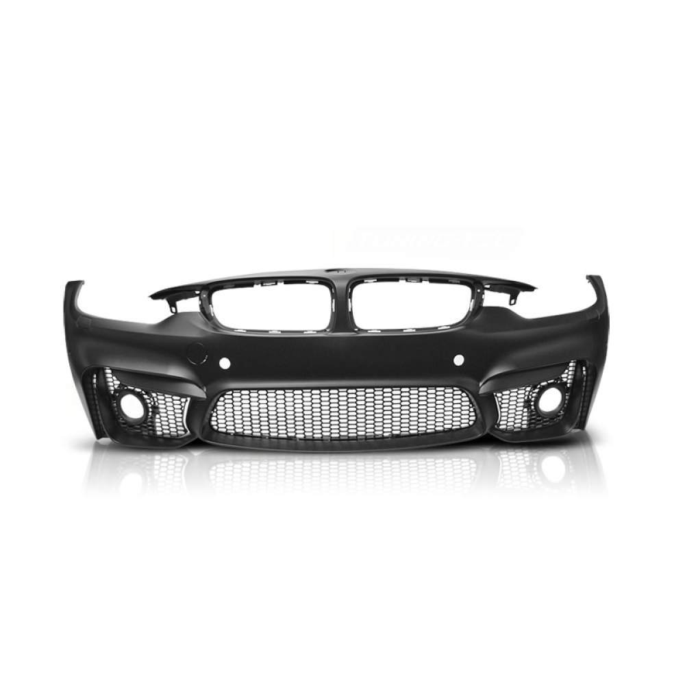 Бампер передній BMW 4-Series F32/F33/F36 (2014-2020) в стилі M4 під ПТФ, парктроніки та омивачі
