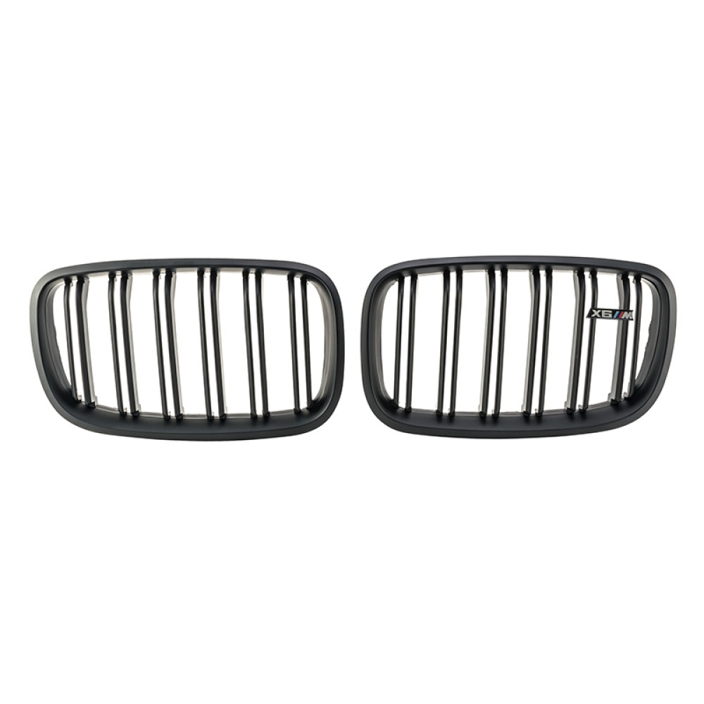 Решетки радиатора (ноздри) BMW X5 E70/X6 E71 (2007-2013) в стиле M-Performance (Matte Black)