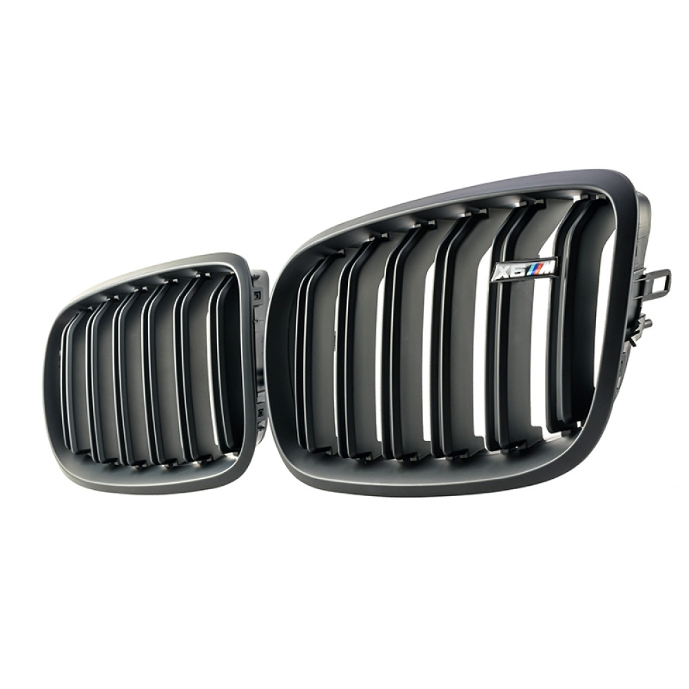 Решетки радиатора (ноздри) BMW X5 E70/X6 E71 (2007-2013) в стиле M-Performance (Matte Black)