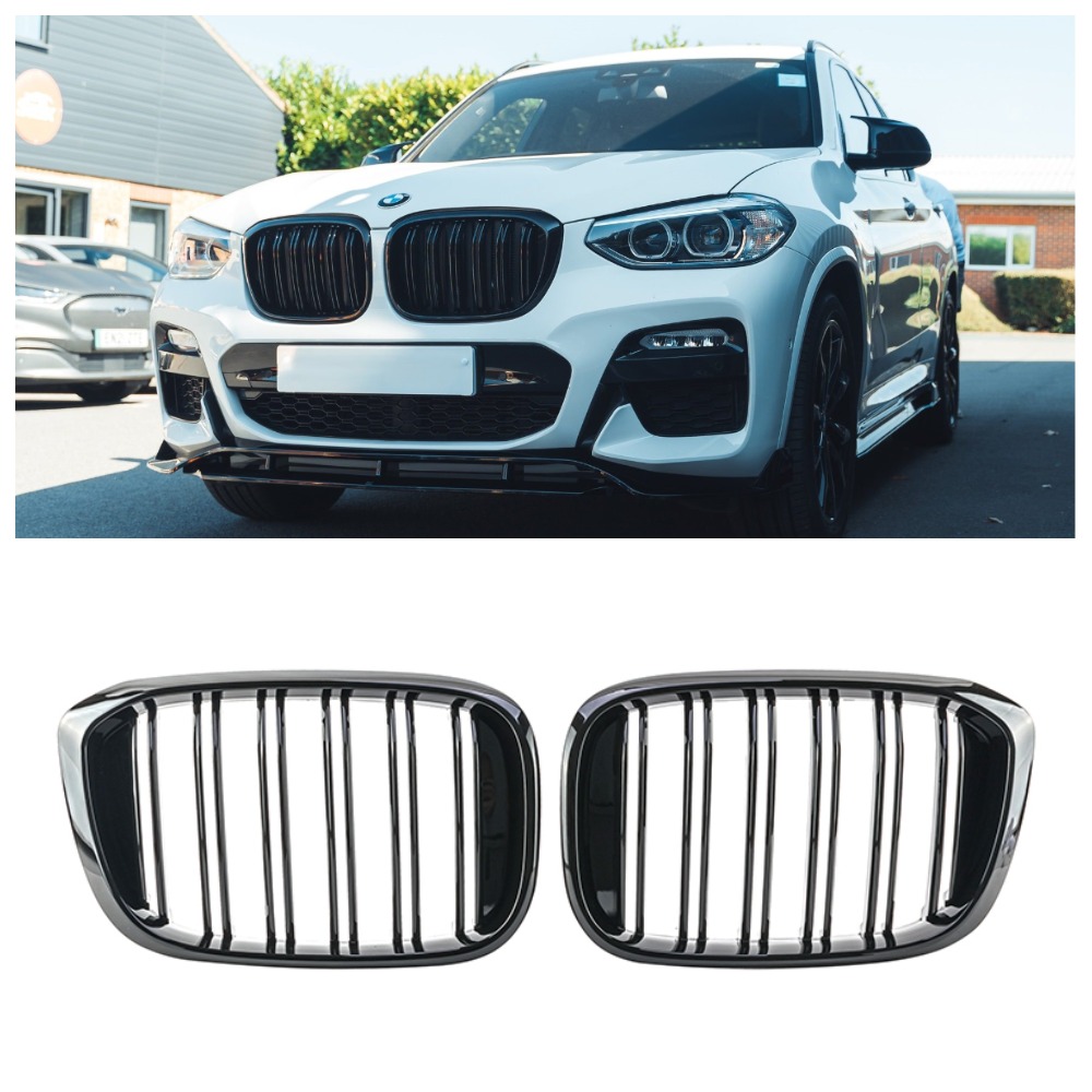 Решетка радиатора (ноздри) BMW X3 G01/ X4 G02 (2017-2022) в стиле M-Look (Gloss Black)