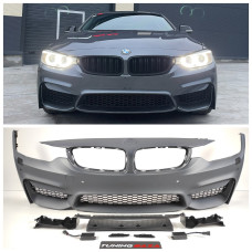 Бампер передний BMW 4 F32/F33/F36 (2013-2020) в стиле M4 под парктроник и омыватели фар