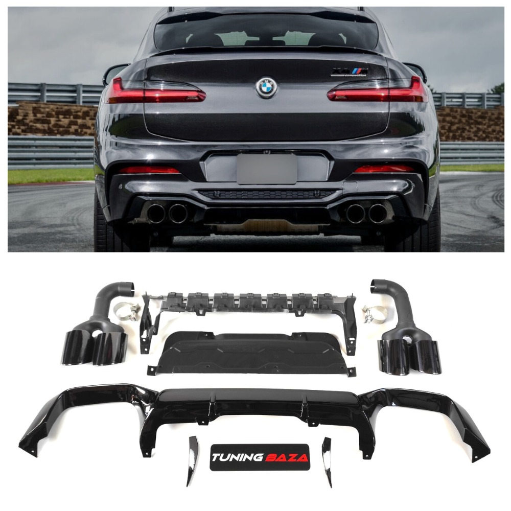 Диффузор заднего бампера BMW X4 G02 LCI MP Style Black