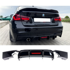 Дифузор заднього бампера BMW F30/F31 Performance Чорний глянець LED