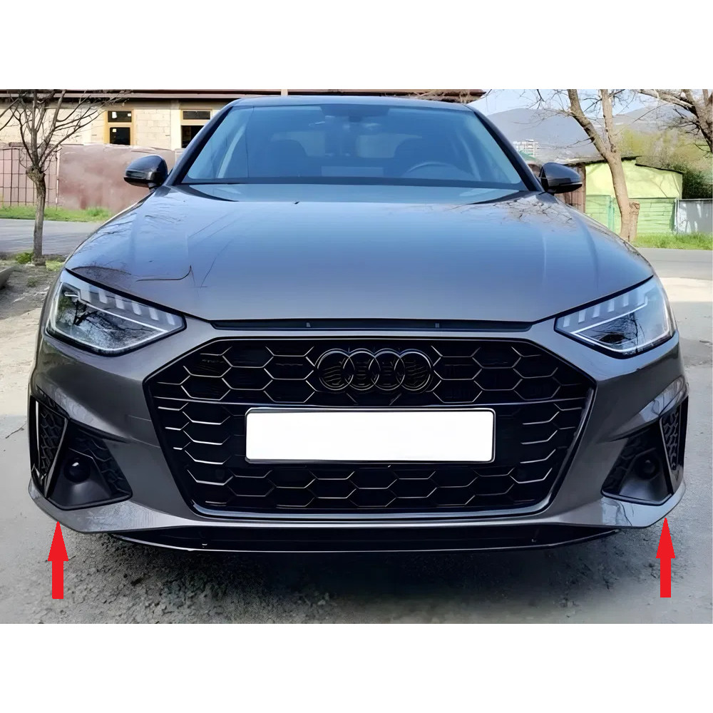 Боковые решетки в бампер S-line Audi A4 B9 (2019-2024) в стиле S4