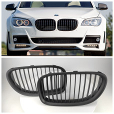 Решетки радиатора (ноздри) BMW 7-Series F01/F02 (2008-2015) черный матовый