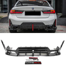 Диффузор заднего бампера BMW 3 G20 LCI Дизайн Competition (Черный глянец)