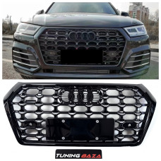 Решетка радиатора Audi Q5 FY (2017-2020) в стиле Honeycomb RS (черный глянец)