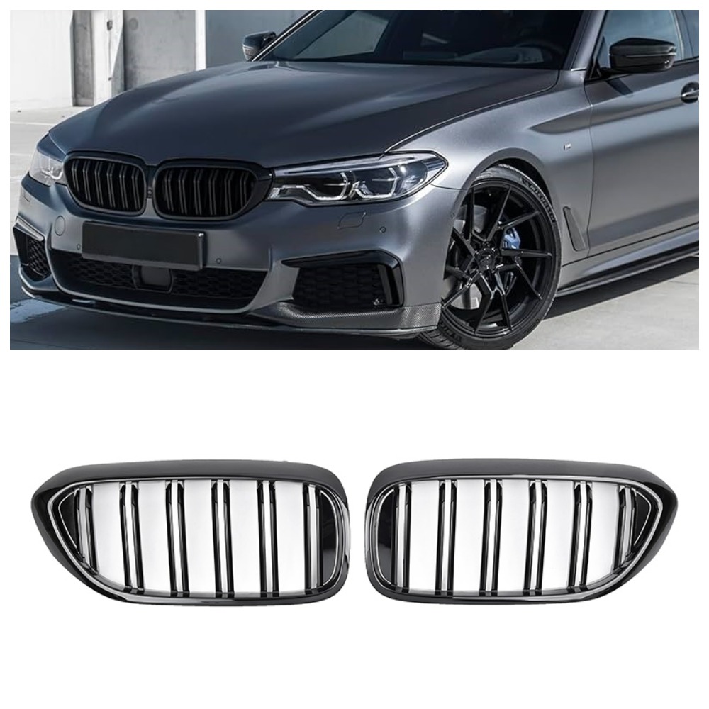 Решетка радиатора (ноздри) BMW 5-Series G30/G31 (2016-2020) в стиле M5 (Gloss Black)
